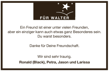 Traueranzeige von Walter Beck von Pegnitz-Zeitung